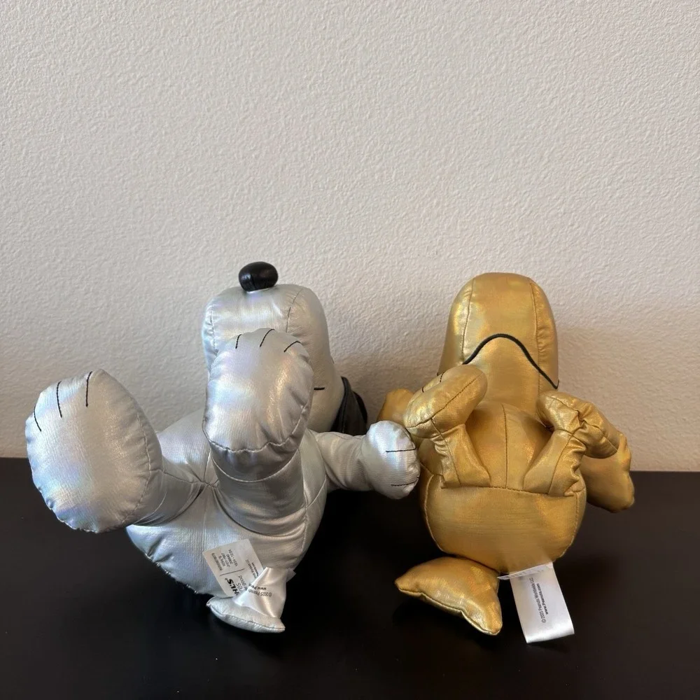 Peanuts 75th Anniversary Snoopy Woodstock Plush Silver Gold Kohls Cares NWT